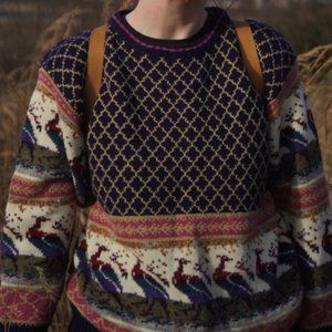 Vintage 80s The Import Workshop Mock Neck Ski Sweater Size Small